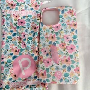 Loopy IPhone 16 Pro Max Case Floral Phone Cover - Pink and Blue